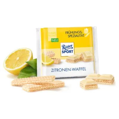 Шоколад Ritter Sport Zitroen-Waffel (білий вафля +лимон) 100г Німеччина