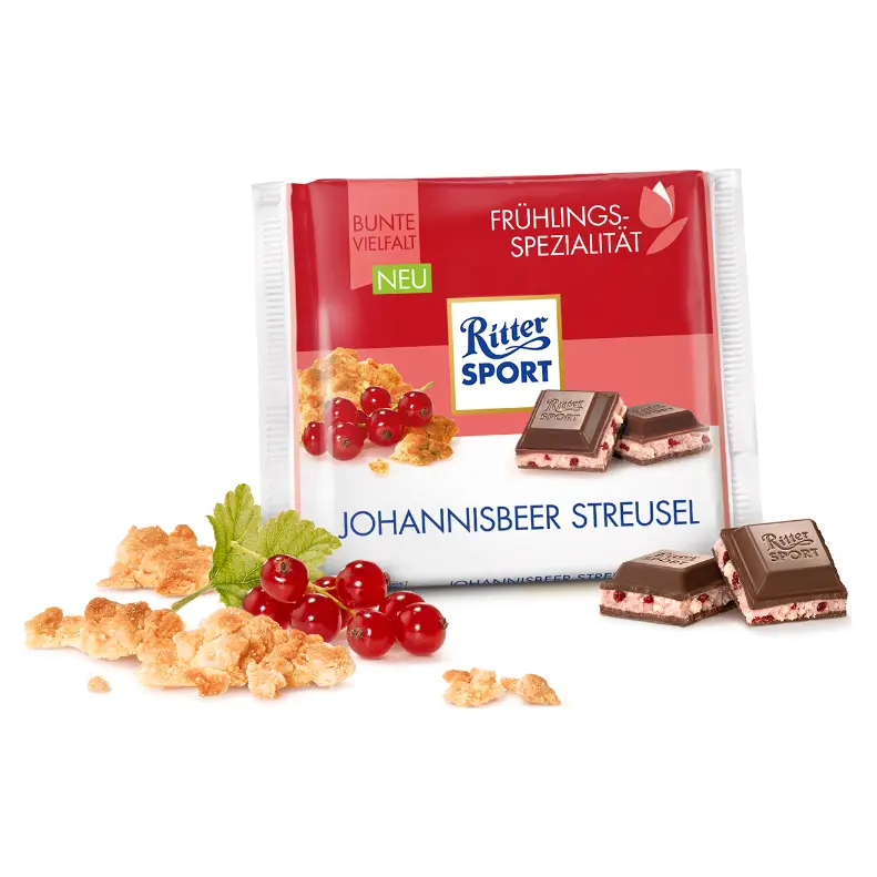 Шоколад Ritter sport Johannisbeer Streusel (Смородина червона) Німеччина 100 г