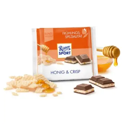 Шоколад Ritter sport HONIG & CRIPS ( з медом і хрусткий) Німеччина 100 г