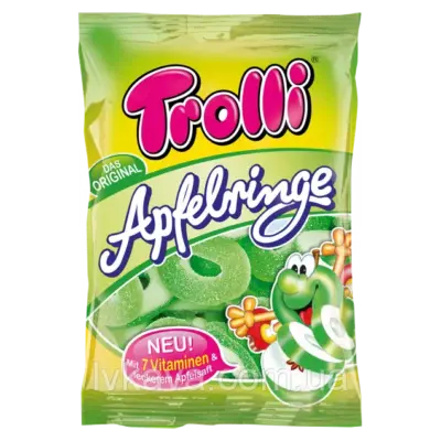 Желейні цукерки Trolli Apfelringe (яблучні кільця) Німеччина 200г