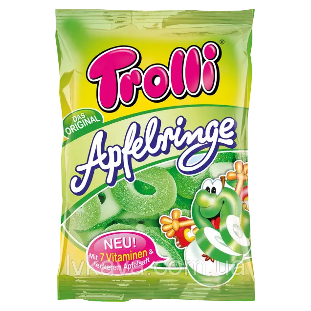 Желейні цукерки Trolli Apfelringe (яблучні кільця) Німеччина 200г