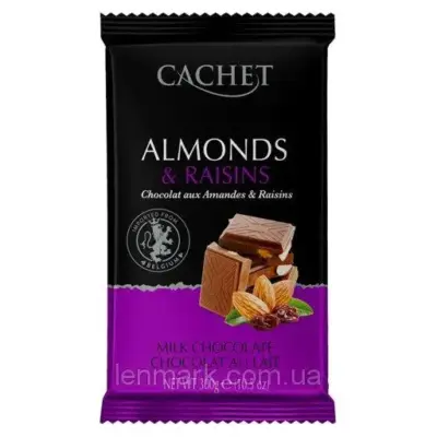 Шоколад CACHET (КАШЕТ) молочний 32% какао з мигдалем і Бельгія 300г