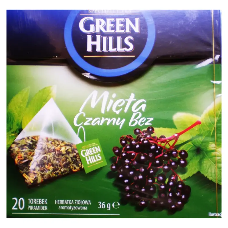 Чай Green Hills з м’ятою й бузиною 20 пірамідок Польща