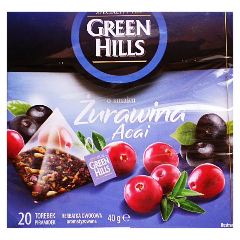 Чай Green Hills журавлинний арахіс 20 пірамідок Польща