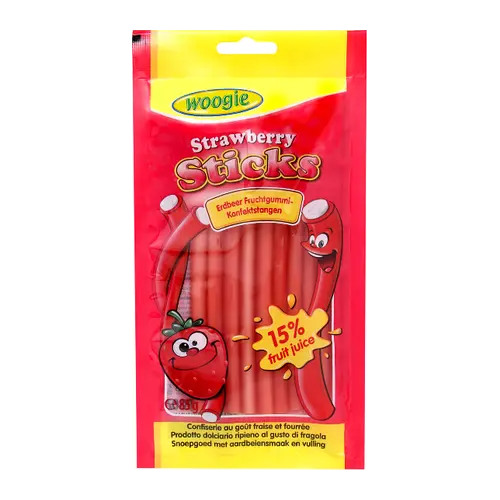 Желейні цукерки Sticks Strawberry полуниця Woogie 85 g