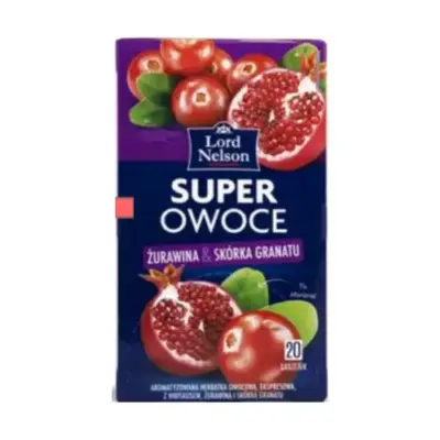 Чай ягідний Lord Nelson Super Owoce з журавлиною і гранатом 20 пакет. Польща