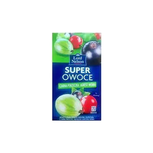 Чай ягідний Lord Nelson Super Owoce з чорною смородиною, агрусом, вишнями 20 пакет. Польща