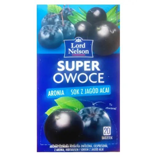 Чай ягідний Lord Nelson Super Owoce з горобиною і соком ягід акай 20 пакет. Польща