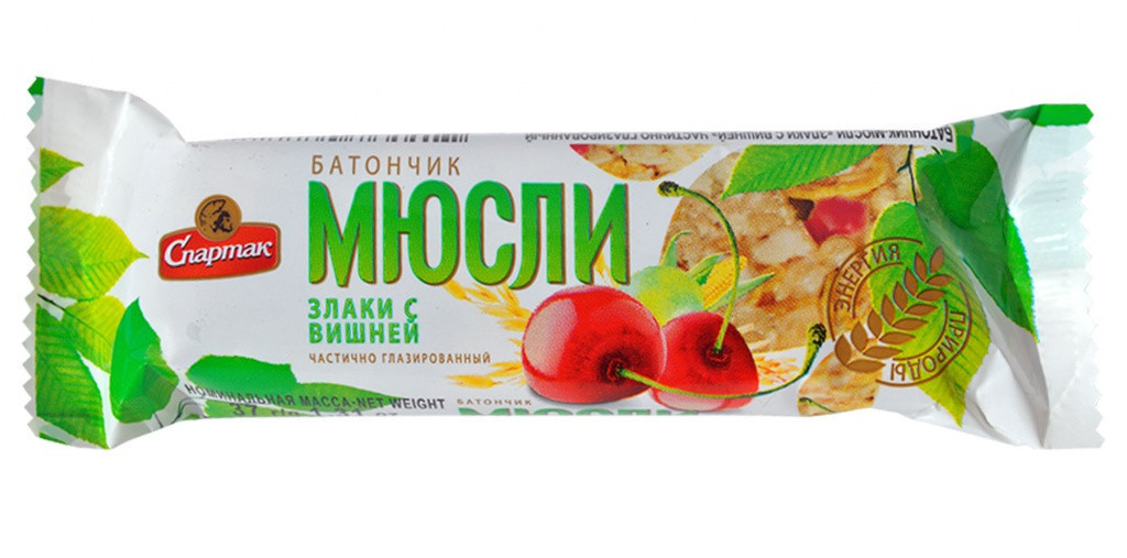 Батончик-мюслі "Злаки з вишнею" Спартак 35г