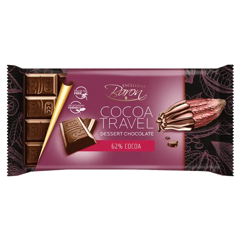 Шоколад чорний COCOA TREVEL 62% Baron Польща, 90 г