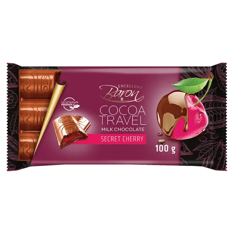 Шоколад молочний із вишнею COCOA TREVEL Baron Польща, 100 г