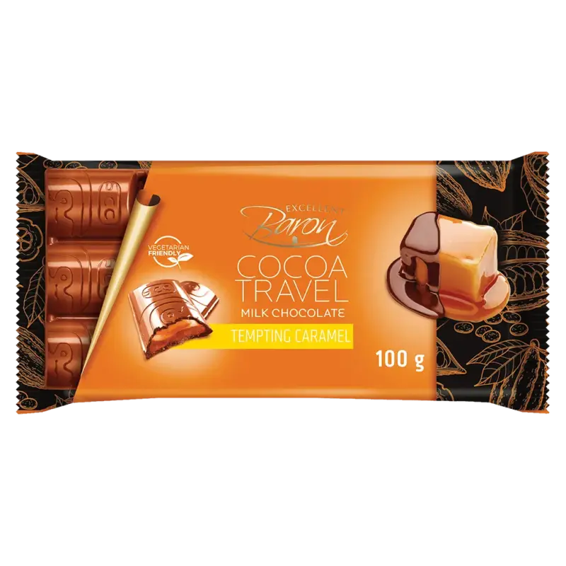 Шоколад молочний з карамеллю COCOA TREVEL Baron Польща, 100 г