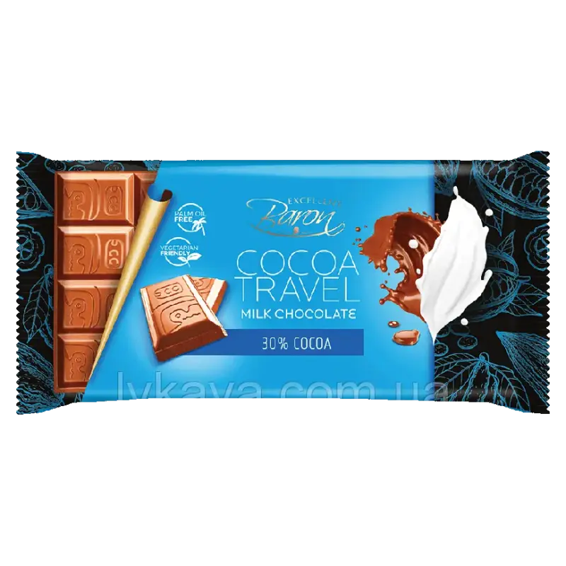 Шоколад молочний COCOA TREVEL 30% какао Baron Польща, 90 г
