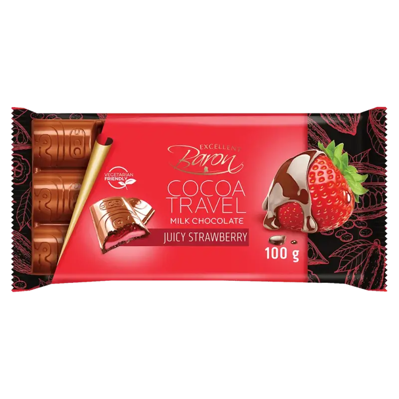 Шоколад молочний із полуницею COCOA TREVEL Baron Польща, 100 г