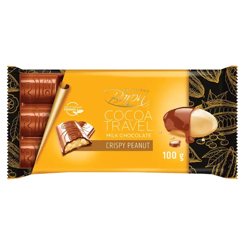 Шоколад молочний із хрустким арахісом COCOA TREVEL Baron Польща, 100 г