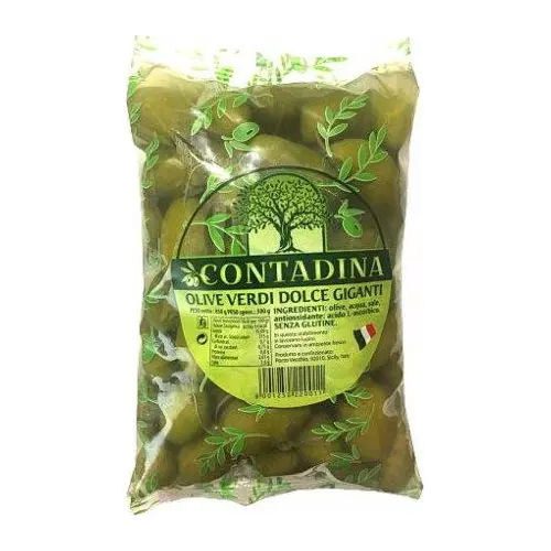 Оливки зелені Bella Contadina Olive Verdi Dolce Giganti 850г/500г Італія
