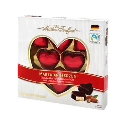 Цукерки марципанові в темному шоколаді Сердечка Marzipan Herzen Maitre Truffout Австрія 110 г