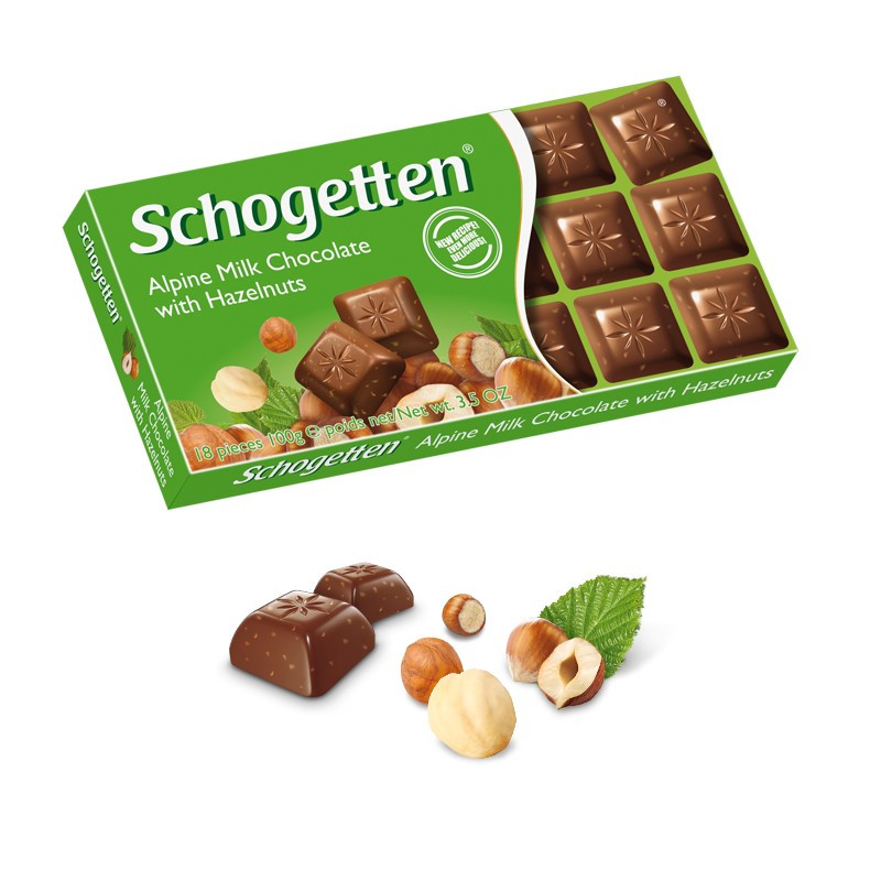 Шоколад молочний із фундуком Schogetten Alpine Milk with Hazelnuts 100 г, Німеччина