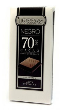 Шоколад чорний БЕЗ ГЛЮТЕНА 70% какао Torras negro Іспанія 200 г