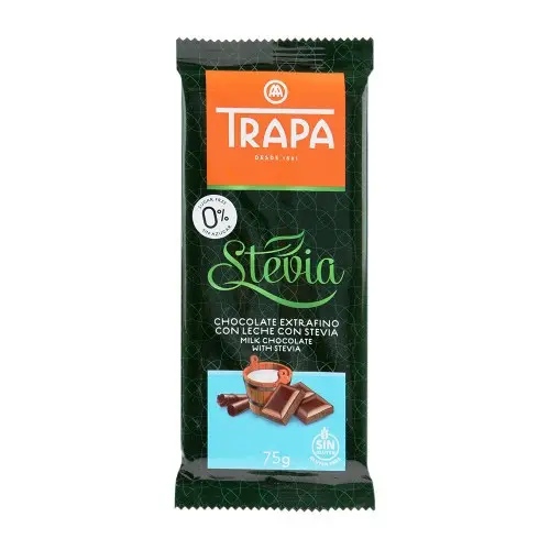 Шоколад молочний без цукру та без глютену Trapa Stevia 75 г Іспанія