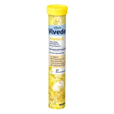 Шипучі вітаміни Vitamin C + Zink, Selen, Vitamin D3 Edeka Elkos Vivede Німеччина (17 шт)