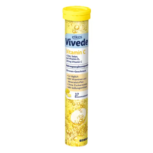 Шипучі вітаміни Vitamin C + Zink, Selen, Vitamin D3 Edeka Elkos Vivede Німеччина (17 шт)