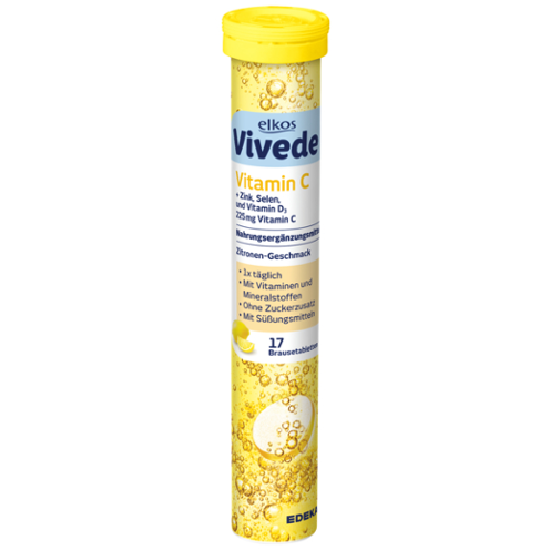 Шипучі вітаміни Vitamin C + Zink, Selen, Vitamin D3 Edeka Elkos Vivede Німеччина (17 шт)