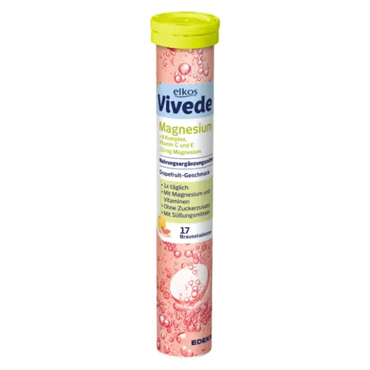 Шипучі вітаміни Edeka Elkos Vivede Magnesium+ B Komplex +C+E Німеччина (17 шт)