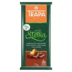 Шоколад молочний без цукру і без глютену Trapa Stevia з фундуком 75г Іспанія