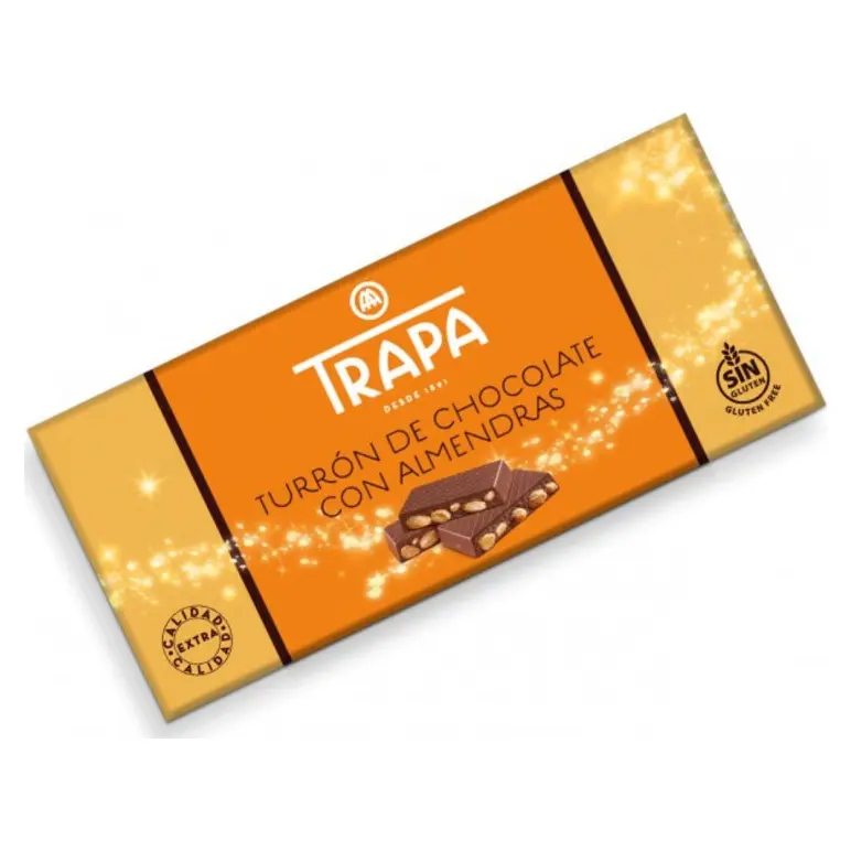 Шоколад молочний без глютену з цільним мигдалем Trapa Іспанія 200г