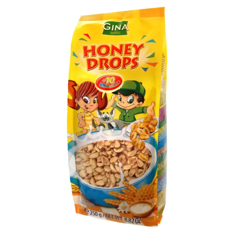 Сухий сніданок Пшеничні Краплі меду + 10 вітамінів Honey Drops Gina 250г Австрія
