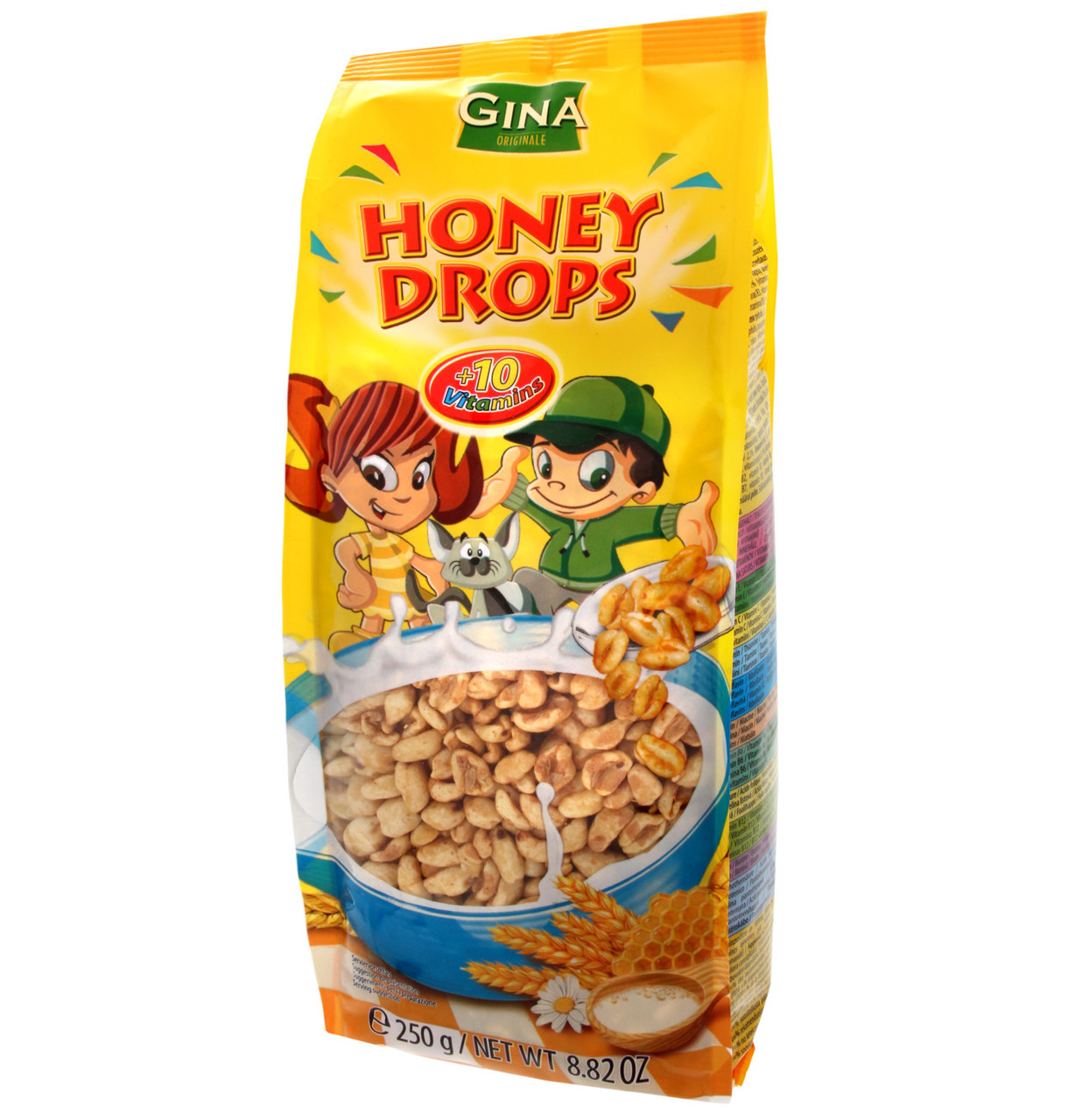 Сухий сніданок Пшеничні Краплі меду + 10 вітамінів Honey Drops Gina 250г Австрія