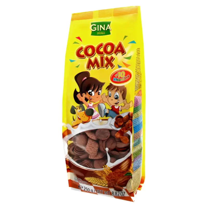 Пластівці з какао і подушками з начинкою зі смаком лісових горіхів Cocoa Mix Gina 250г Австрія