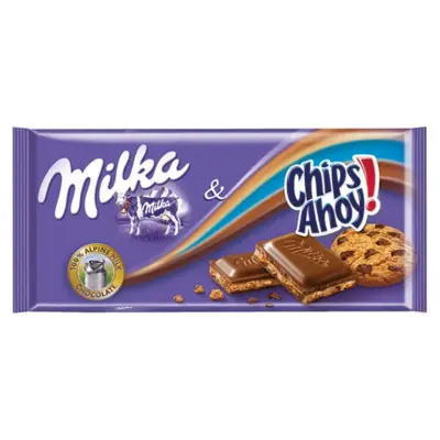 Шоколад Milka Chips Ahoy (з печивом Чипс і крапельками шоколаду) Швейцарія 100 г