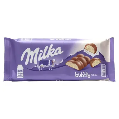 Шоколад молочний Milka Bubbly White (пористий) Швейцарія 95г