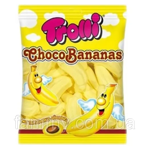 Маршмеллоу бананове з шоколадною начинкою Trolli Choco Bananas 150г Німеччина