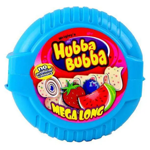 Жувальна гумка Hubba Bubbа  – кавун, полуниця, чорниця, Bubble Gum 56 г (180 см) Німеччина