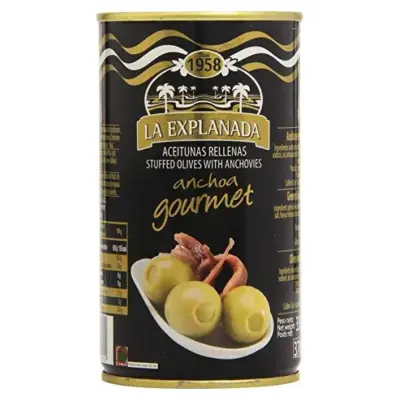 Оливки зелені фаршировані анчоусом Olives with Anchovies La Explanada 370г Іспанія