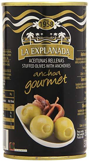 Оливки зелені фаршировані анчоусом Olives with Anchovies La Explanada 370г Іспанія