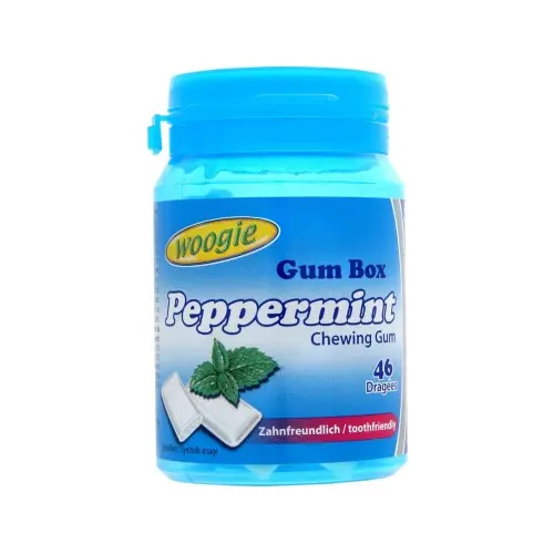 Жувальна гумка з перцевої м’ятою БЕЗ ЦУКРУ 46 штук Peppermint Gum Box Woogie 64.4 м Австрія