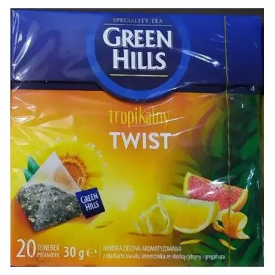 Чай зелений Green Hills Twist тропічний 20 пірамідок Польща