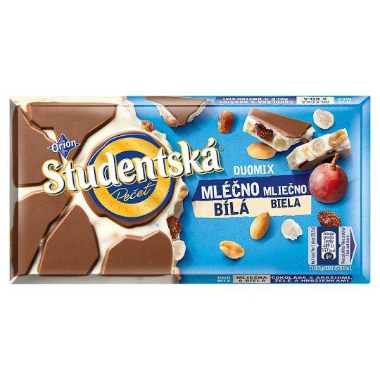 Шоколад біло-молочний Studentska з арахісом і родзинками Чехія 170г