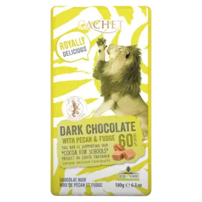 Шоколад черный "Cachet" with PECAN AND FUDGE TANZANIA, 60% COCOA. , 180 г Бельгія