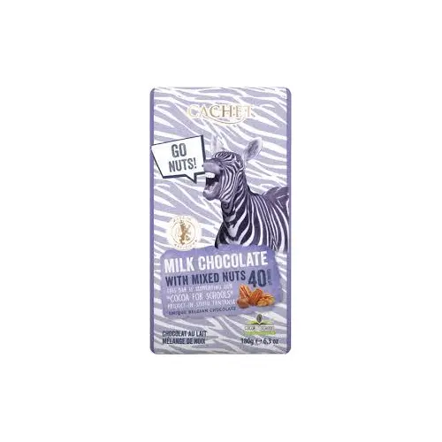 Шоколад молочный “Cachet” with  MIXED NUTS TANZANIA, 40% COCOA. 180 г Бельгія