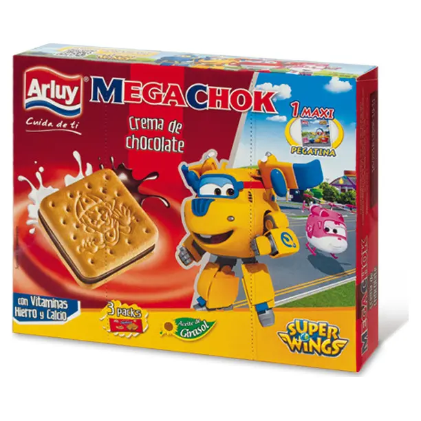 Печиво сендвіч шоколадний з вітамінами, залізом і кальцієм Mega Choc Arluy Іспанія 180г (3х60) Іспанія