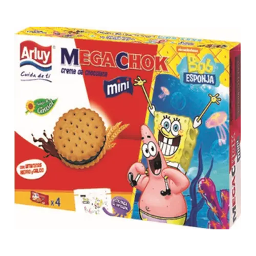 Печиво сендвіч шоколадне з вітамінами, залізом і кальцієм Mega Choc Arluy Іспанія 148 г (4х37) Іспанія