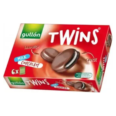 Печиво сендвіч без трансжирів у молочному шоколаді Twins Gullon 252 г (6x42 г) Іспанія