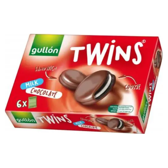 Печиво сендвіч без трансжирів у молочному шоколаді Twins Gullon 252 г (6×42 г) Іспанія