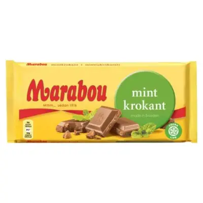Швейцарський молочний шоколад із м'ятою Marabou Mint Krokant 200 г