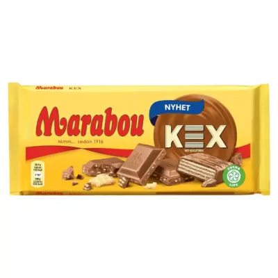 Швейцарський молочний шоколад з печивом, морською сіллю, нугою Marabou Kex 185 г